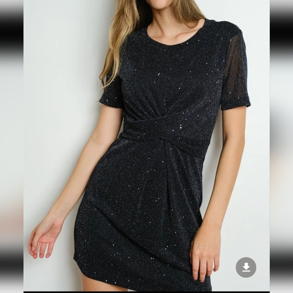 Twisted Front Glitter Mini Dress - Picture 1 of 4